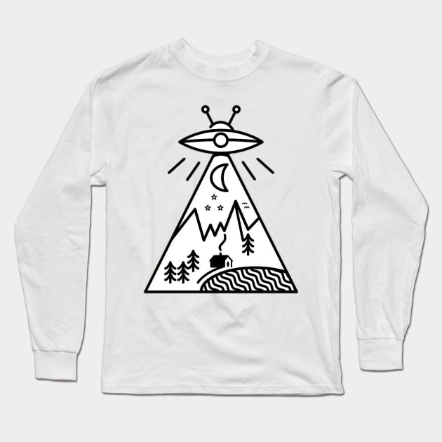 Landing Aliens Long Sleeve T-Shirt by uppermosteN